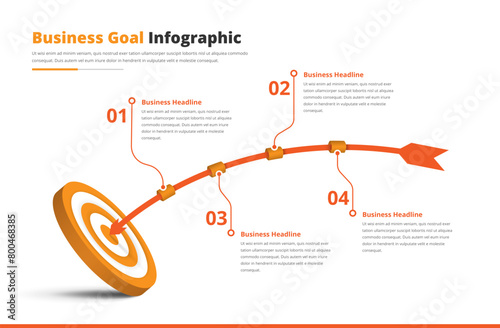 Business goal and strategy presentation circular target infographic template with arrow