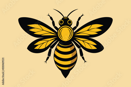 Honey bee in engraving style vector design © mobarok8888