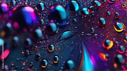 Close ups of colorful water droplets form a stunning texture beauty