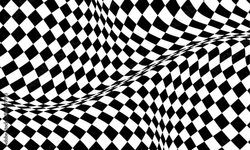Optical illusion vector background. Simple black and white distorted lines. Opart illustration (ID: 800469993)