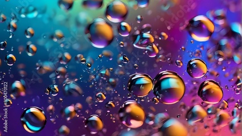 Close ups of colorful water droplets form a stunning texture beauty