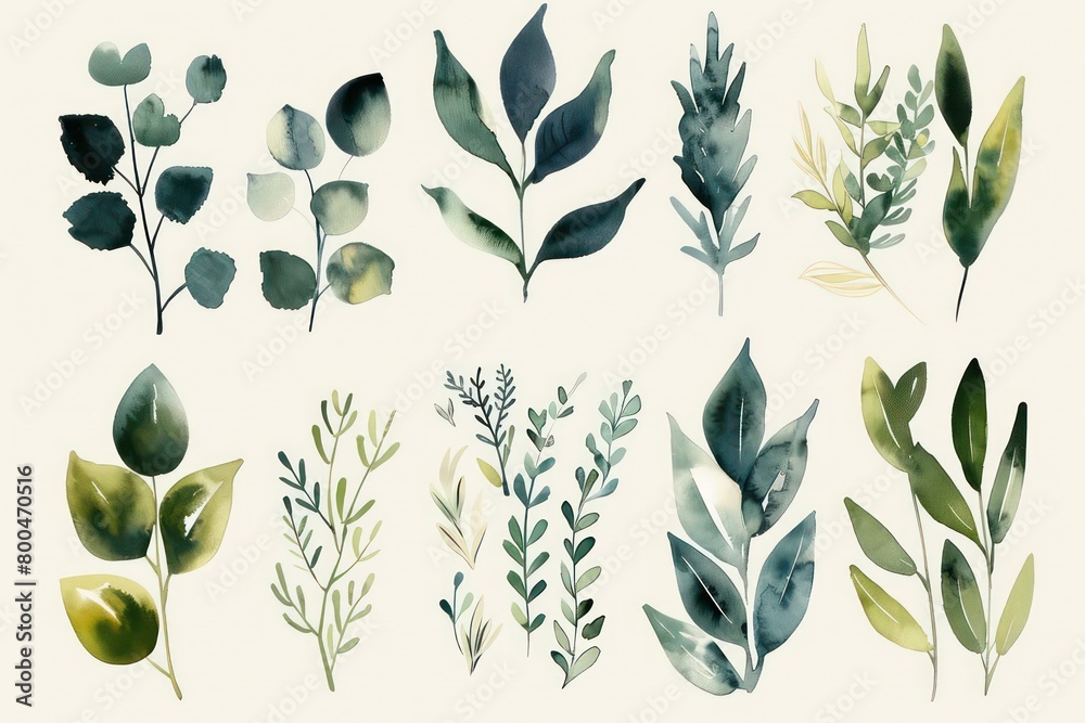 beautiful plants watercolored illustration in soft pastel tones beautiful plants watercolored illustration in soft pastel tones