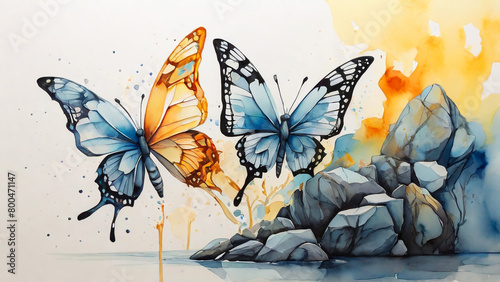 Butterfly watercolor vector white background   