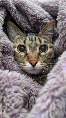 Wallpaper Mural Curious Cat Peeking From Under Blanket Torontodigital.ca