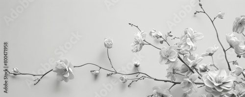 Elegant black and white floral arrangement on a light background photo