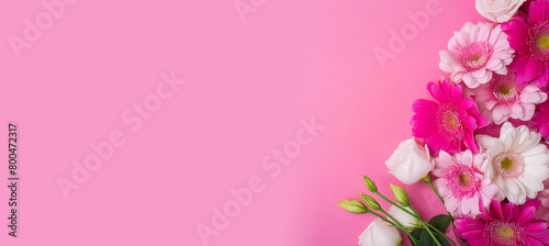 Kwiaty różowy baner własny tekst © grafik Monika Janiak