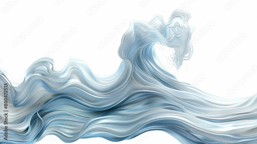 A flowing and undulating wave with a sculpted 3D form isolated on solid white background.