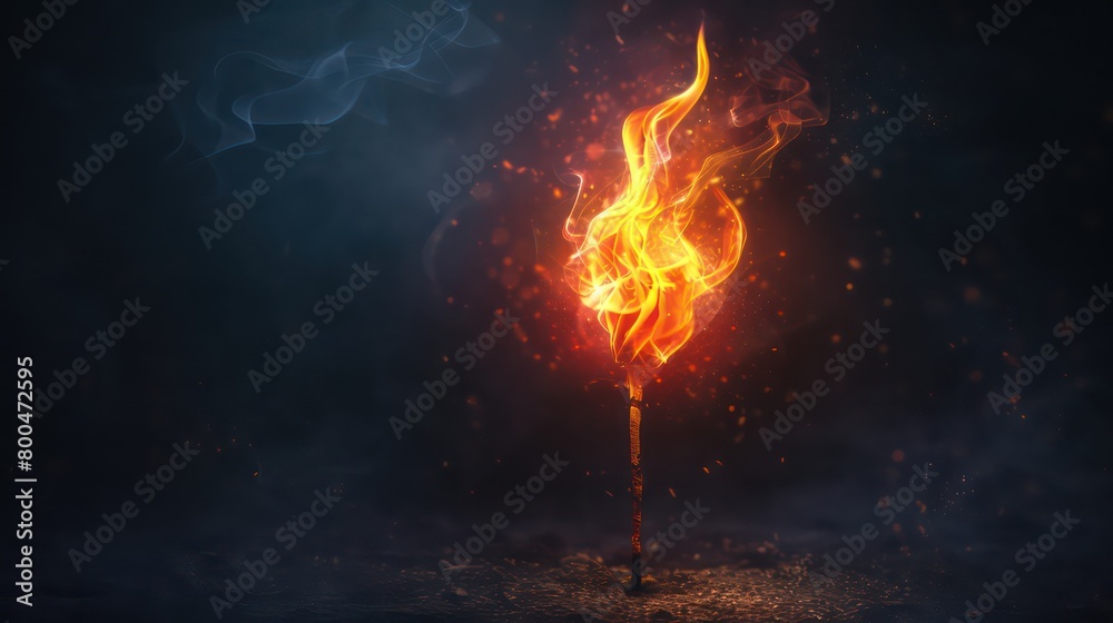 burning flame on a short stick illustration burning flame on a short stick illustration