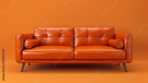Leather Sofa Relaxation: A 3D vector illustration depicting a leather sofa as a symbol of relaxation and comfort © MAY