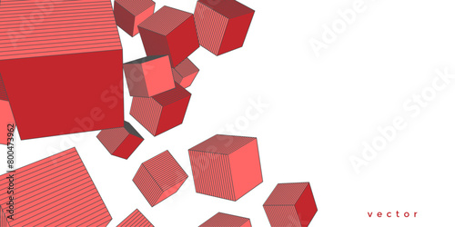 Geometric cubes and squares. Abstract background from geometric shapes. Vector illustration.
