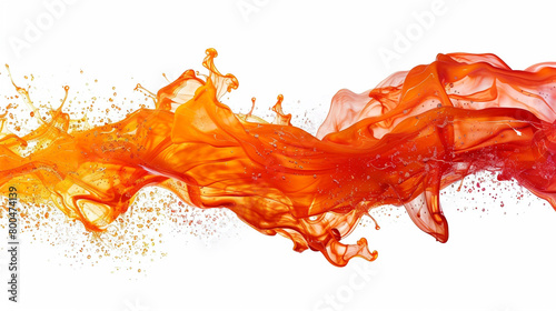 A fiery orange and red tide wave isolated on solid white background.