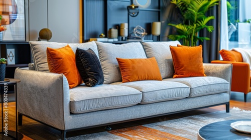 Modern Sofa Contemporary Style: A photo illustrating a modern sofa in a contemporary setting