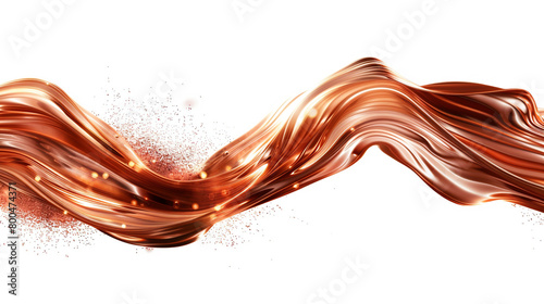 A fiery copper tide wave isolated on solid white background.