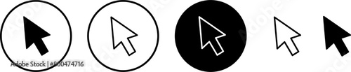 Click icon vector isolated on white background. Cursor icon. Computer mouse click cursor black arrow icons. Pointer arrow. photo