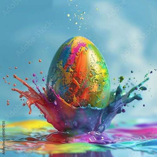 Egg dropped in color photo