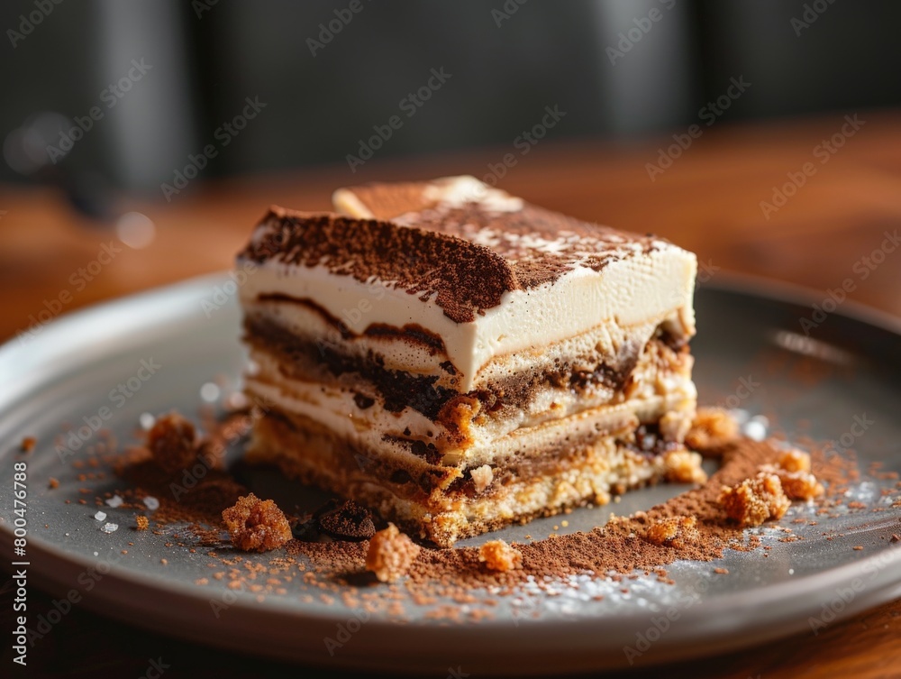 Delicious Tiramisu Cake on Plate Delicious Tiramisu Cake on Plate