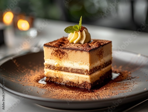 Tiramisu Cake on Plate photo