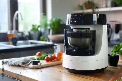 A modern food processor with touch-sensitive controls and LED display, offering intuitive operation.