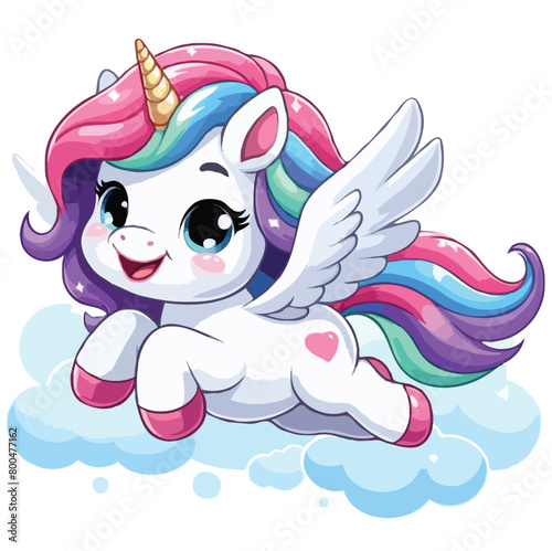 Cute unicorn vector cartoon illustration