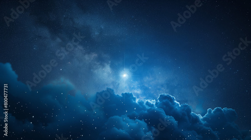 An awe-inspiring nightscape with a brilliant celestial event illuminating the cloud-fringed sky