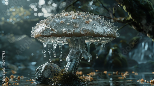 silver glowing glimmering enchanted magical mushroom generative art