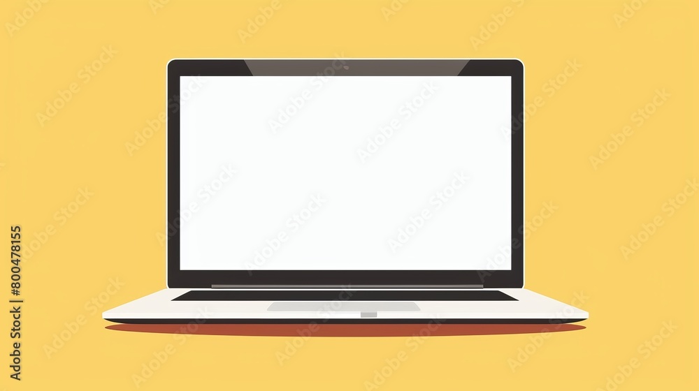 A vector mockup of a laptop with a blank screen, isolated to showcase digital displays or designs.