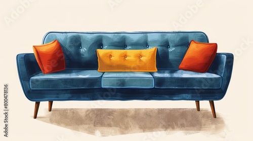 Vintage Sofa Retro Revival: Illustrations showcasing the retro revival of vintage sofas in modern interior photo