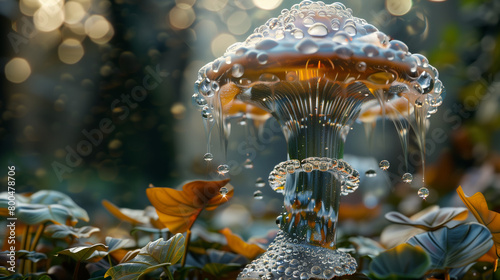 golden glowing glimmering enchanted magical mushroom generative art