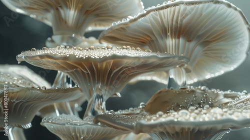 ivory white glowing glimmering enchanted magical mushroom generative art