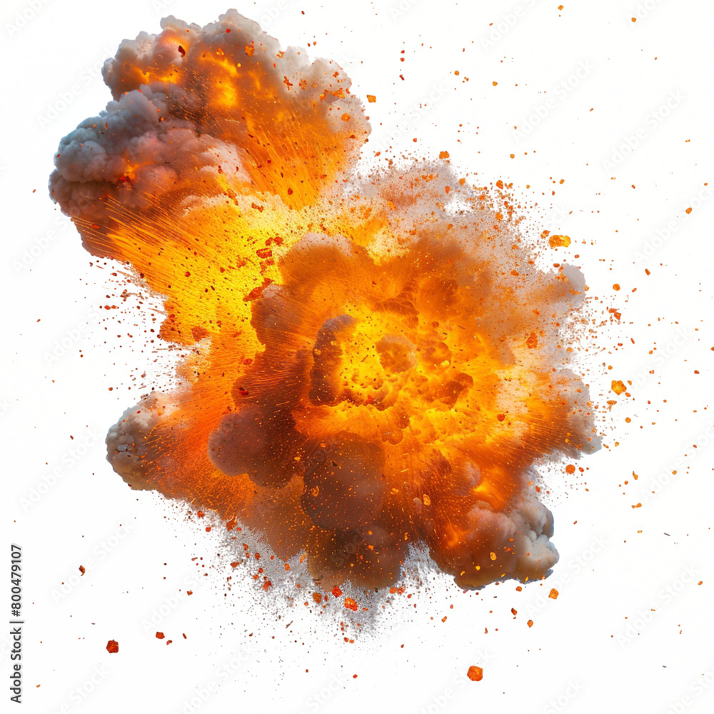 A fiery explosion radiating heat and intensity in all directions, isolated.
A fiery explosion radiating heat and intensity in all directions, isolated.