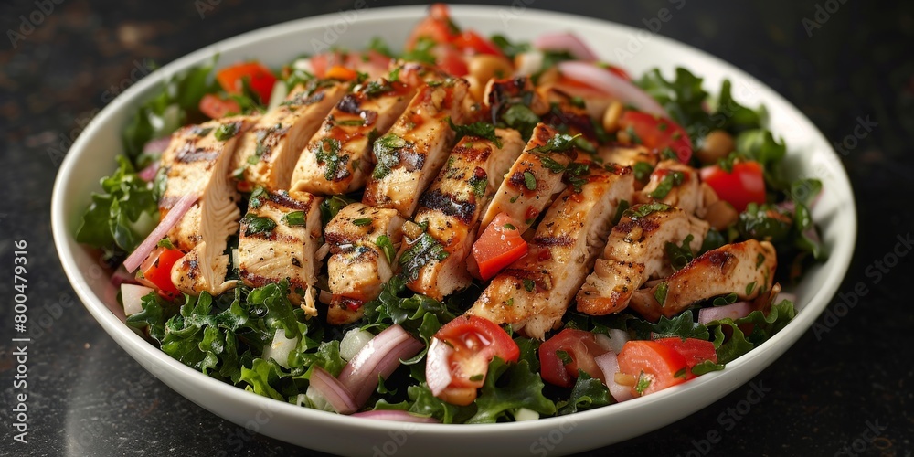 White Bowl Filled With Grilled Chicken and Vegetables