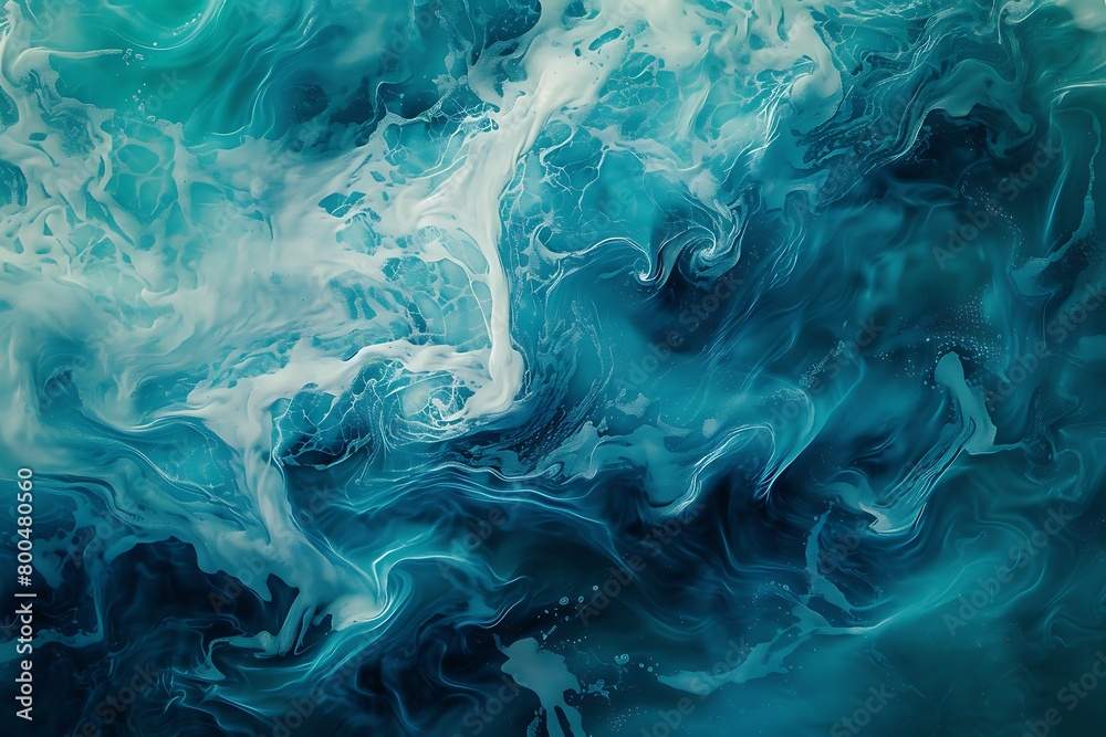 A serene blend of cerulean and teal forming an underwater abstract scene