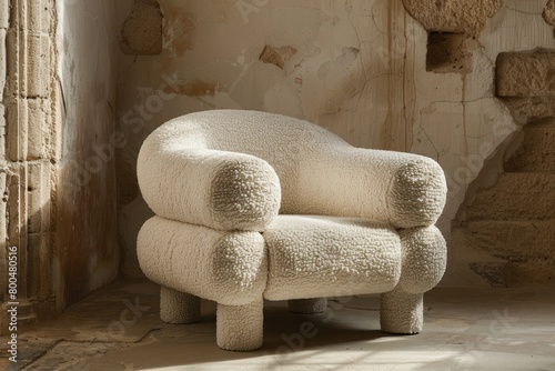 A sofa chair made of boucle...