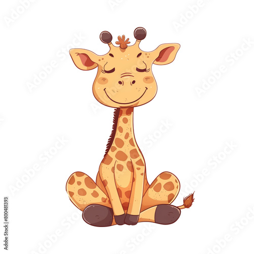 Illustration of a cute giraffe sitting