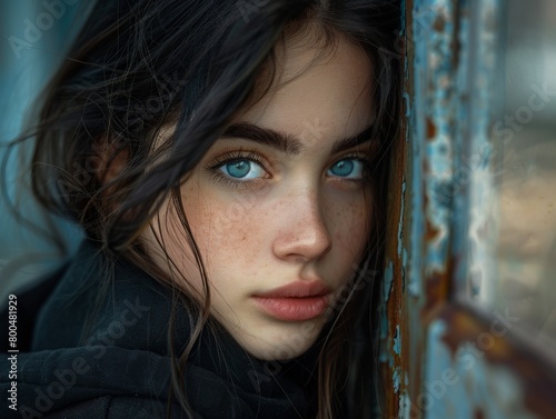 Close Up of Person With Blue Eyes