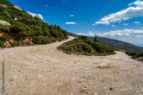 Penteli mountain country road at Attica, Greece.