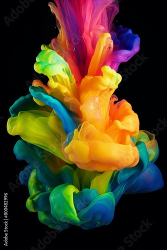 Colorful smoke on black background photo