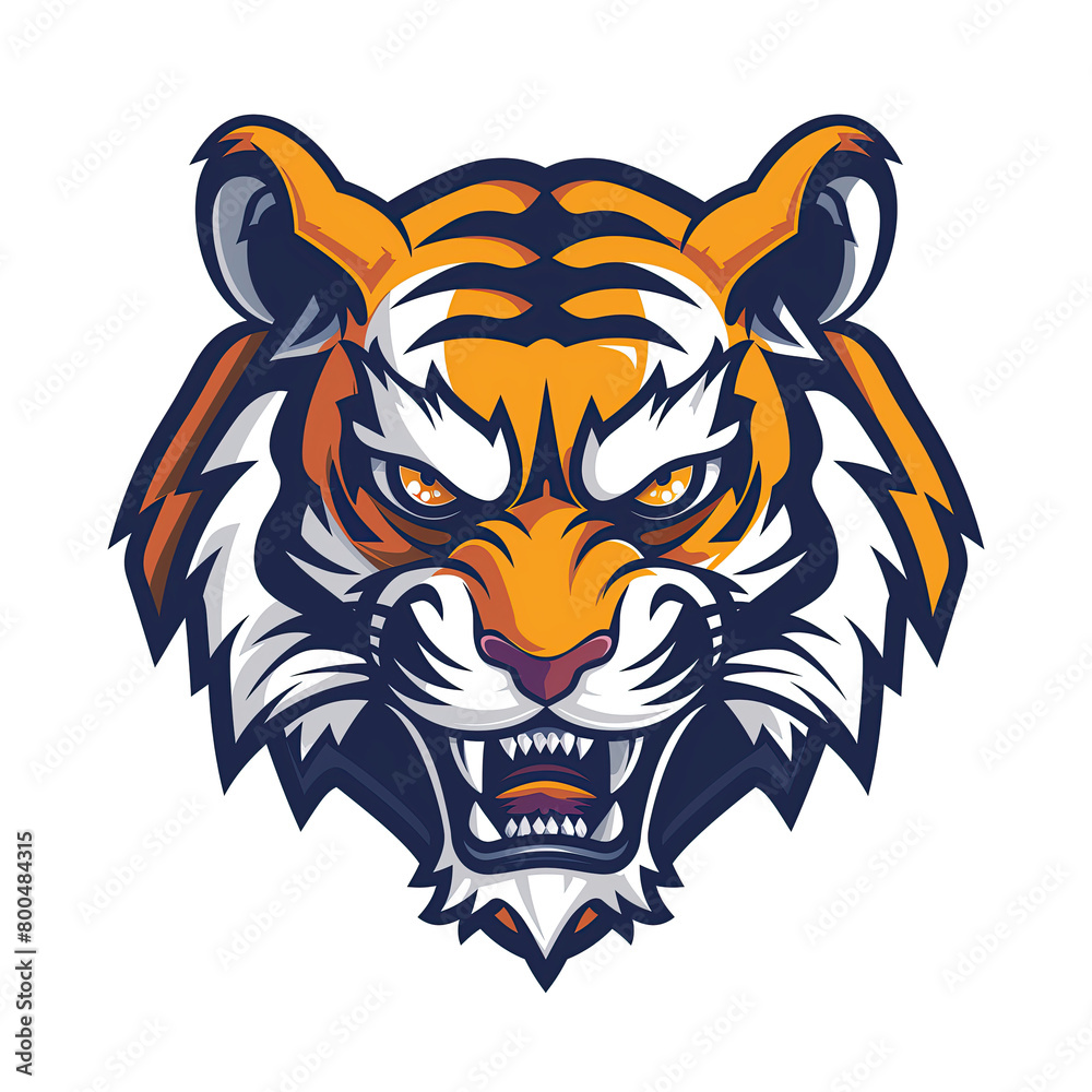 Logo of an angry tiger head, vector illustration for sports team on white background
