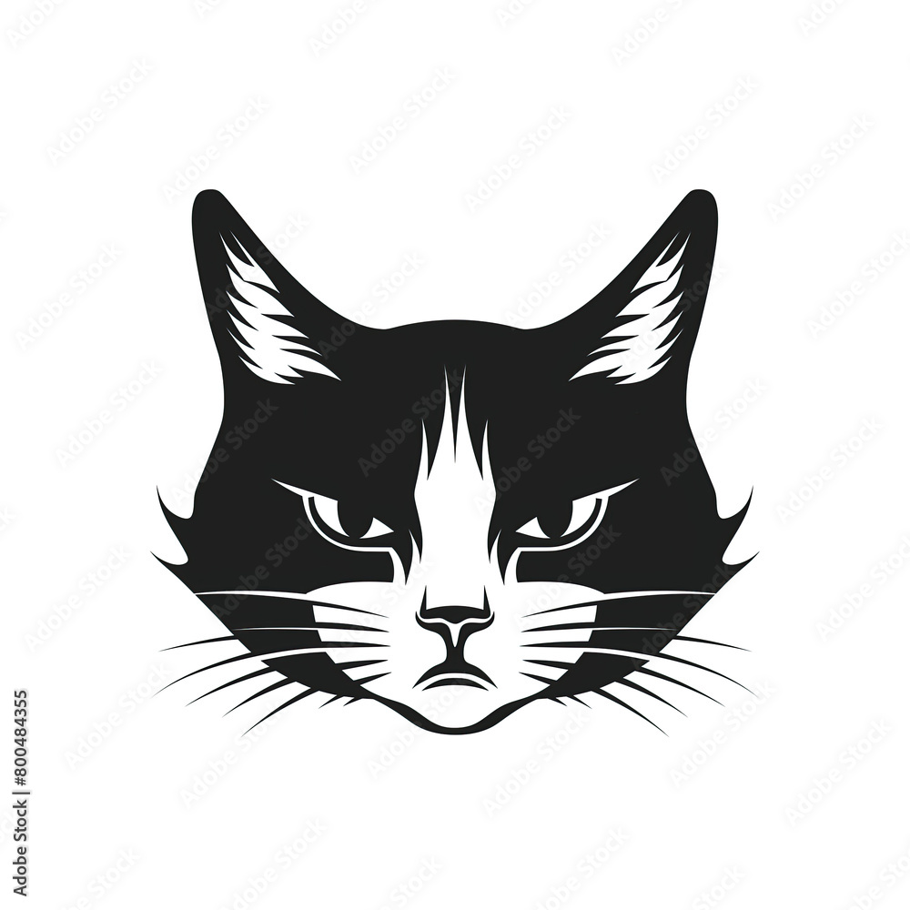 simple logo of an angry cat head