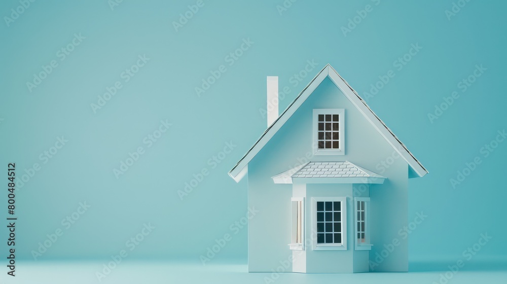 real estate tridimensional dummy small house on a light blue background real estate tridimensional dummy small house on a light blue background
