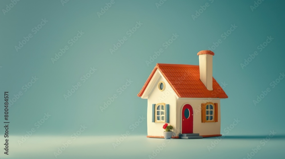 real estate tridimensional dummy small house on a light blue background real estate tridimensional dummy small house on a light blue background