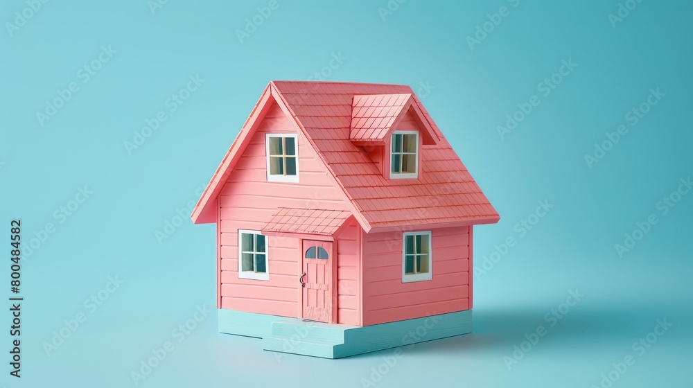 real estate tridimensional dummy small house on a light blue background real estate tridimensional dummy small house on a light blue background