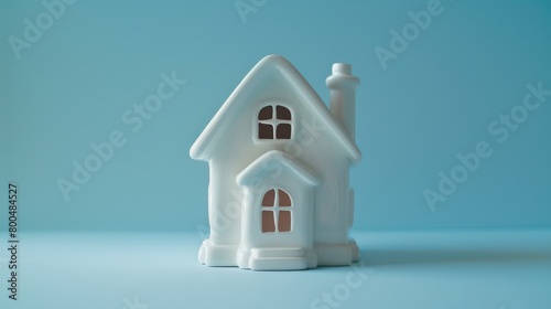 real estate tridimensional dummy small house on a light blue background