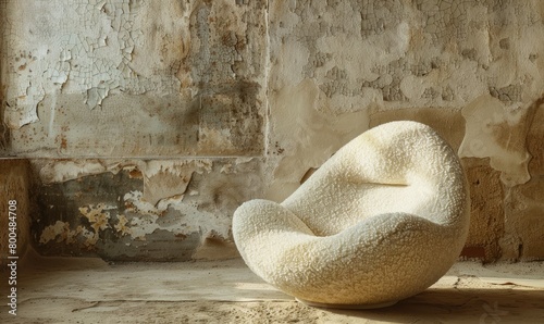 A sofa chair made of boucle...