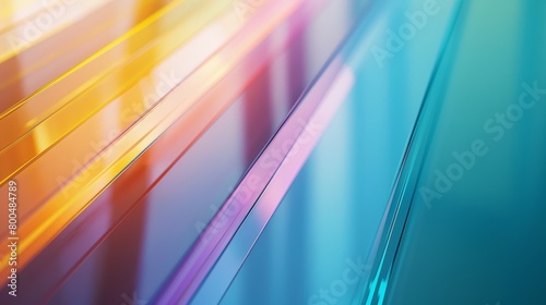 Artistic close-up of a gradient multilayer glass background, rendered in 3D to highlight the depth and color transitions photo