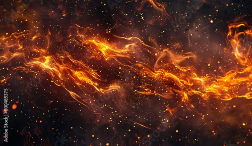 Close up of fire flames on black background 