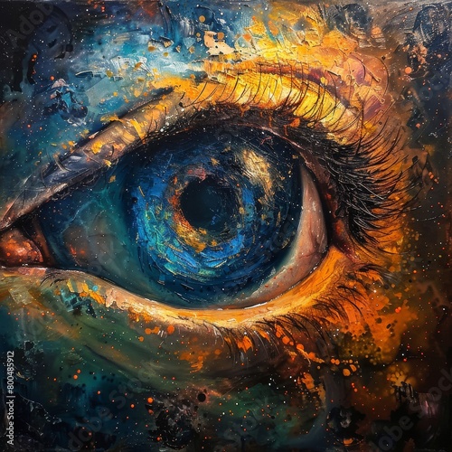 A acrylic painting helix nebulal the eye of god everything that existed and ever will exist third eye vibe bursting with the vision of hope radiating hope and love photo
