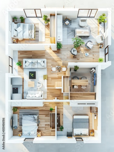 house interior design layout view from above with nice lighting and colors