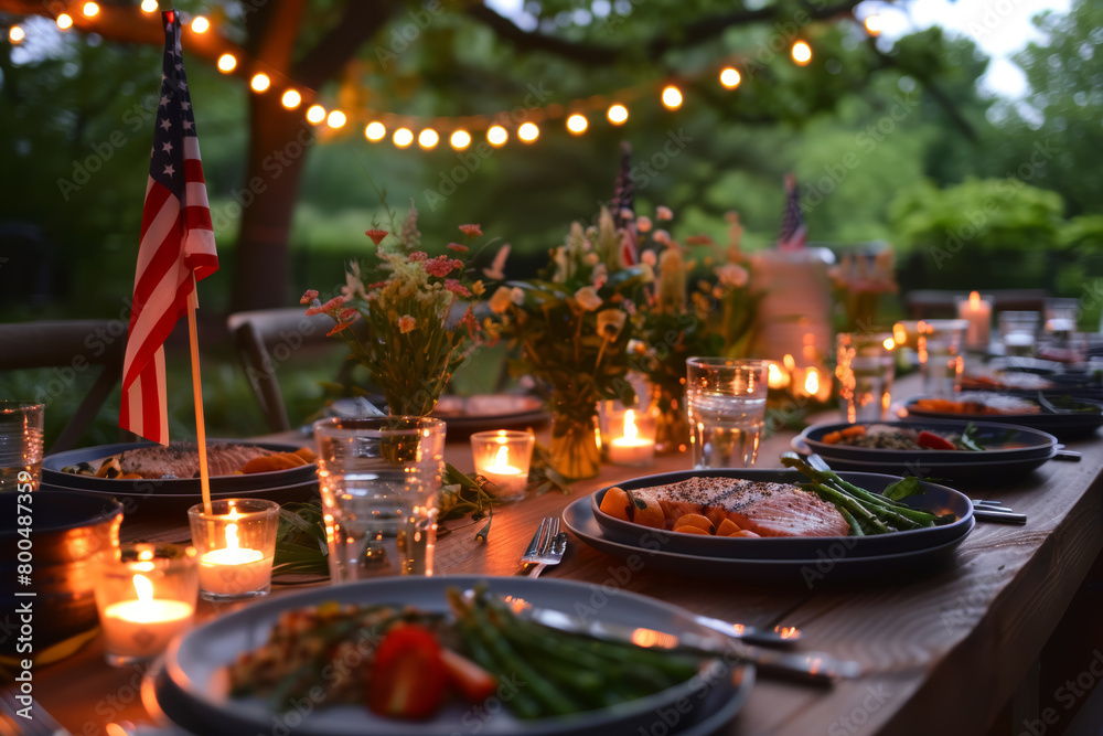 Independence Day Outdoor Dinner Table Setting