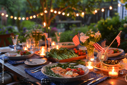 Independence Day Outdoor Dinner Table Setting